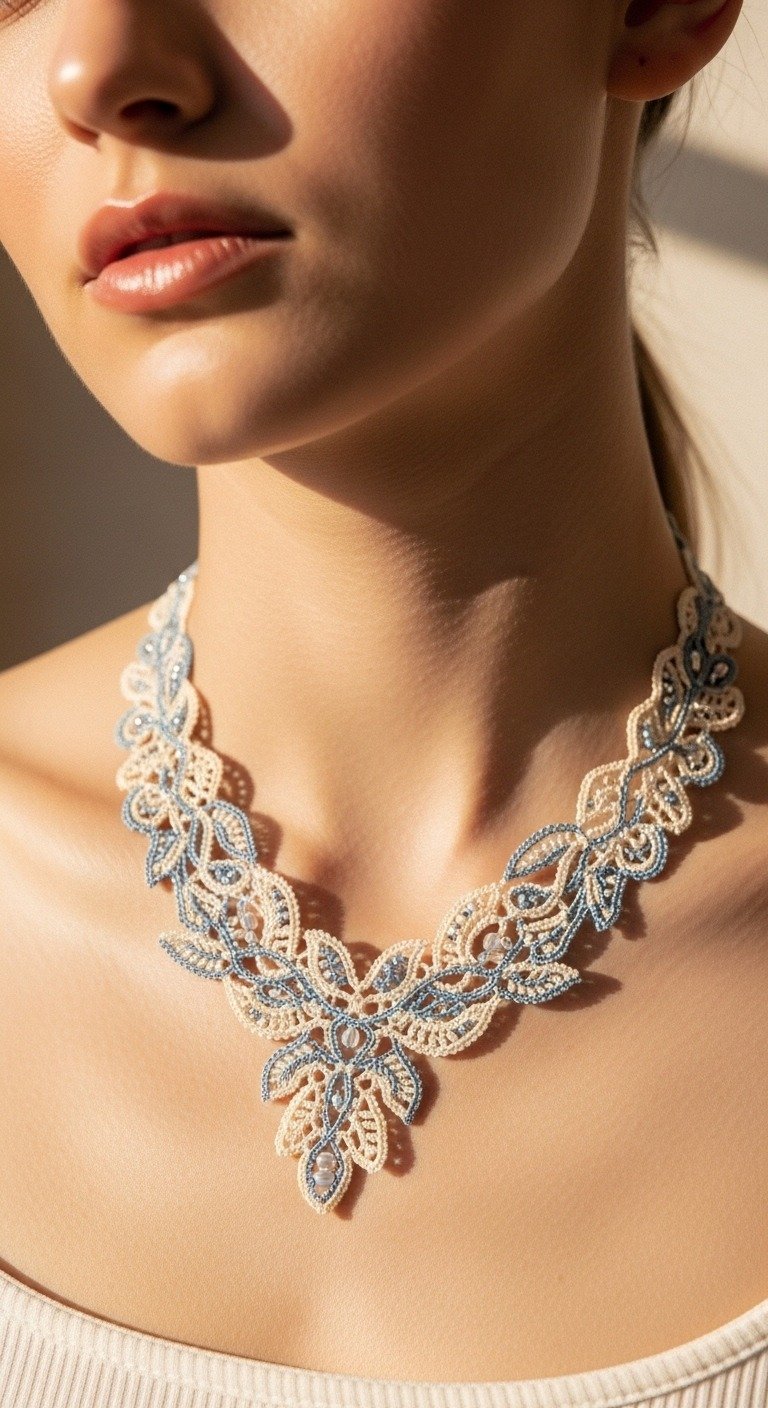 Elegant Two-Tone Crochet Lace Necklace Pattern: Craft Your Own Statement Piece