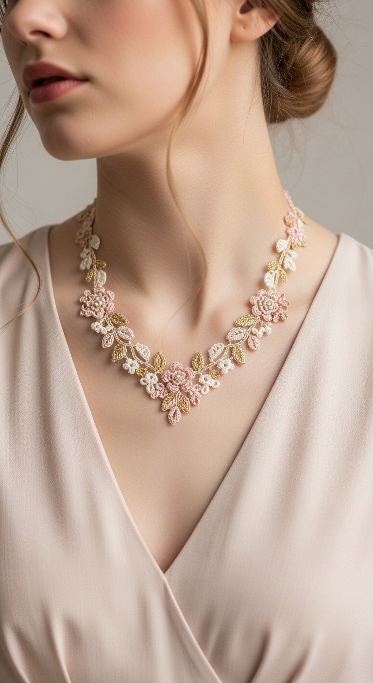 Delicate Blossom Crochet Lace Necklace Pattern: DIY Elegant Floral Jewelry