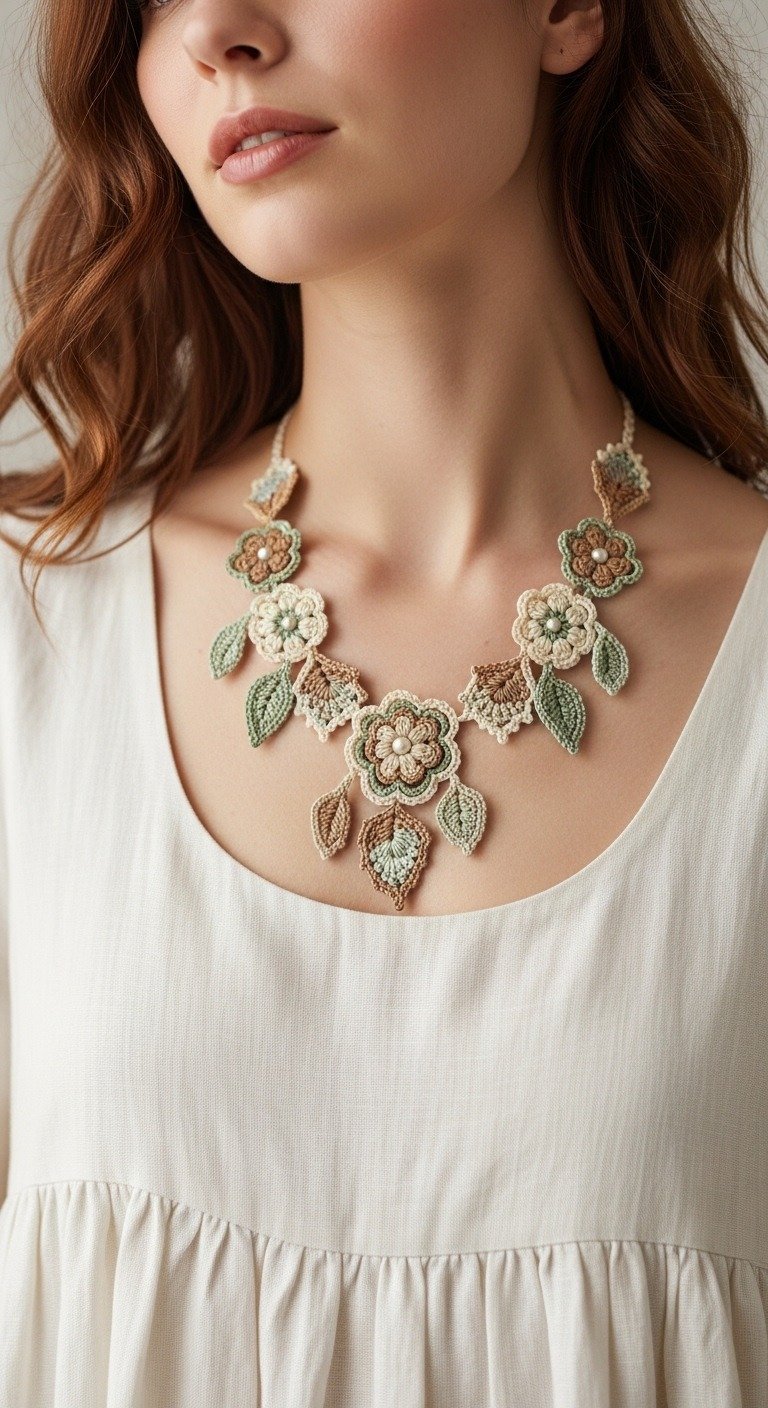 Elegant Crochet Floral Necklace: A DIY Statement Piece