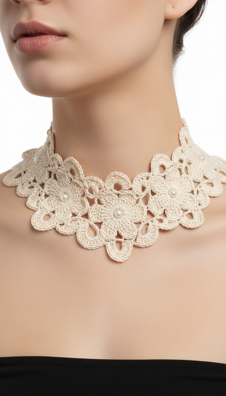 Elegant Floral Crochet Lace Choker Pattern - Craft Your Own Vintage Charm