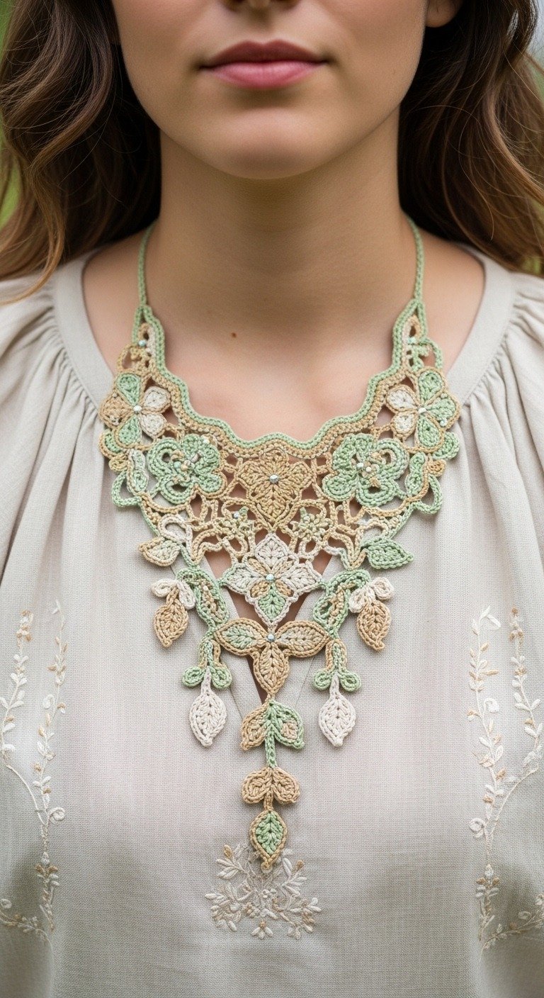 Elegant Floral Crochet Lace Necklace: A Timeless Accessory Pattern