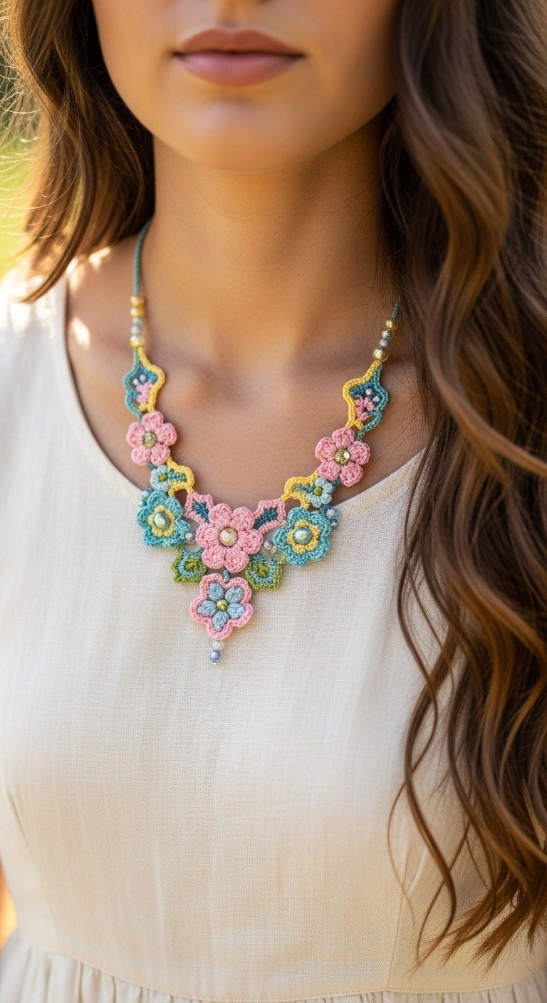 Elegant Spring Blossom Crochet Necklace Pattern: Bloom with Style