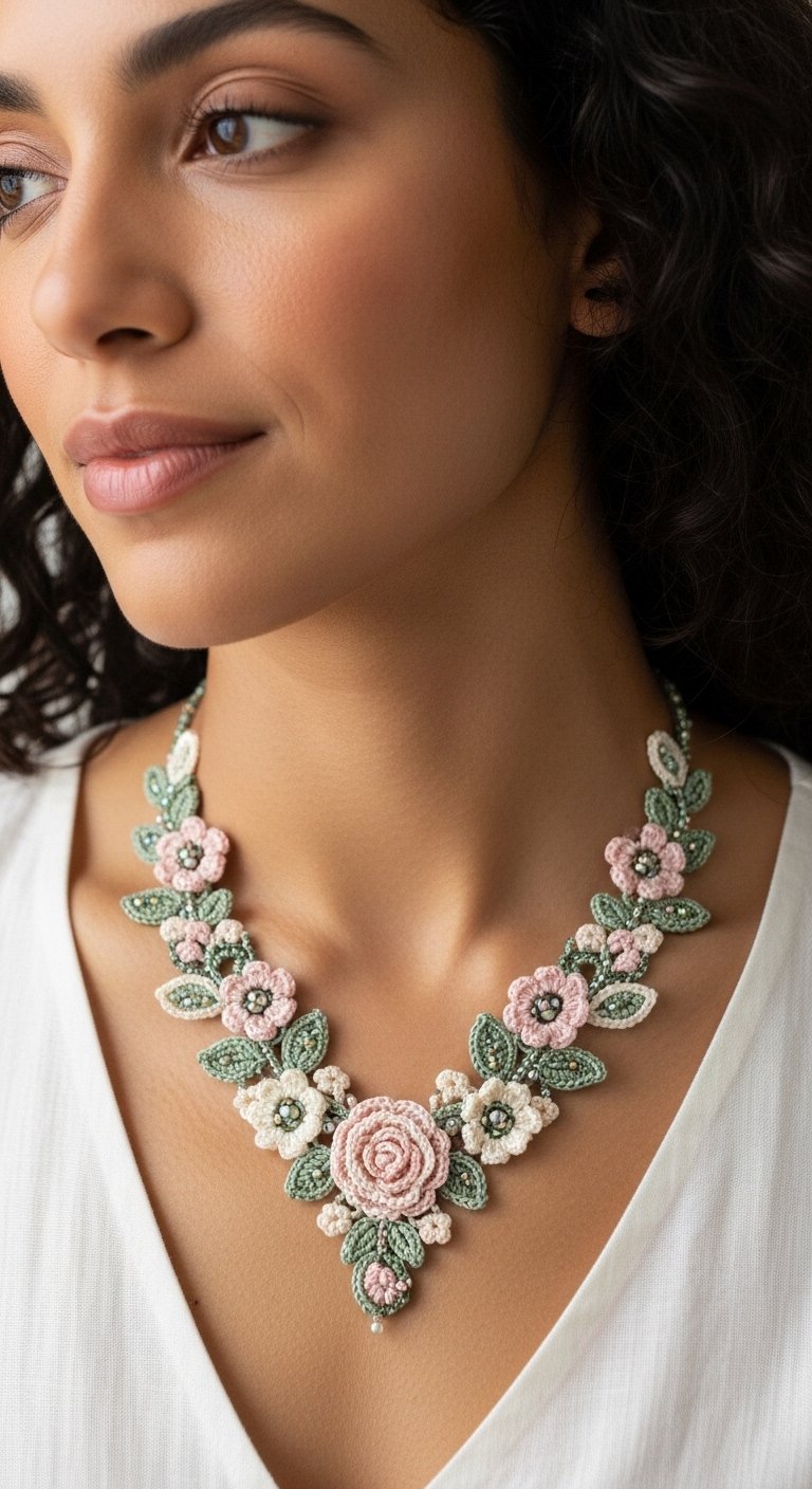 Bloom with Elegance: Free Crochet Floral Necklace Pattern