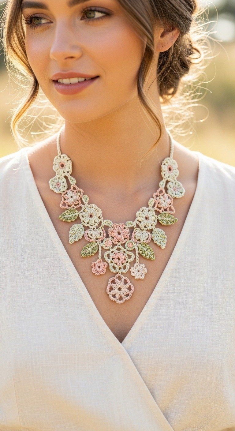 Blossom Elegance: Crochet Floral Statement Necklace Pattern