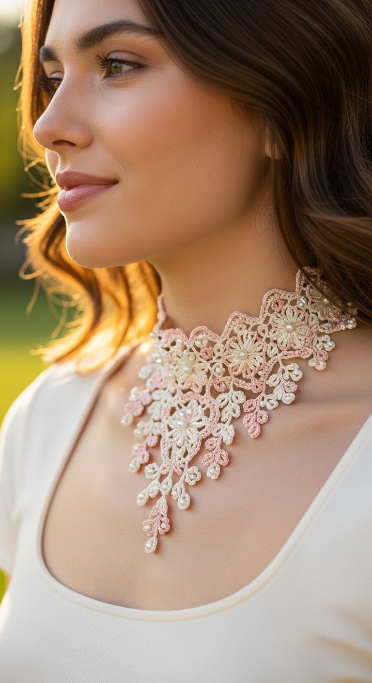 Delicate Crochet Lace Choker with Pearls: A Timeless DIY Accessory