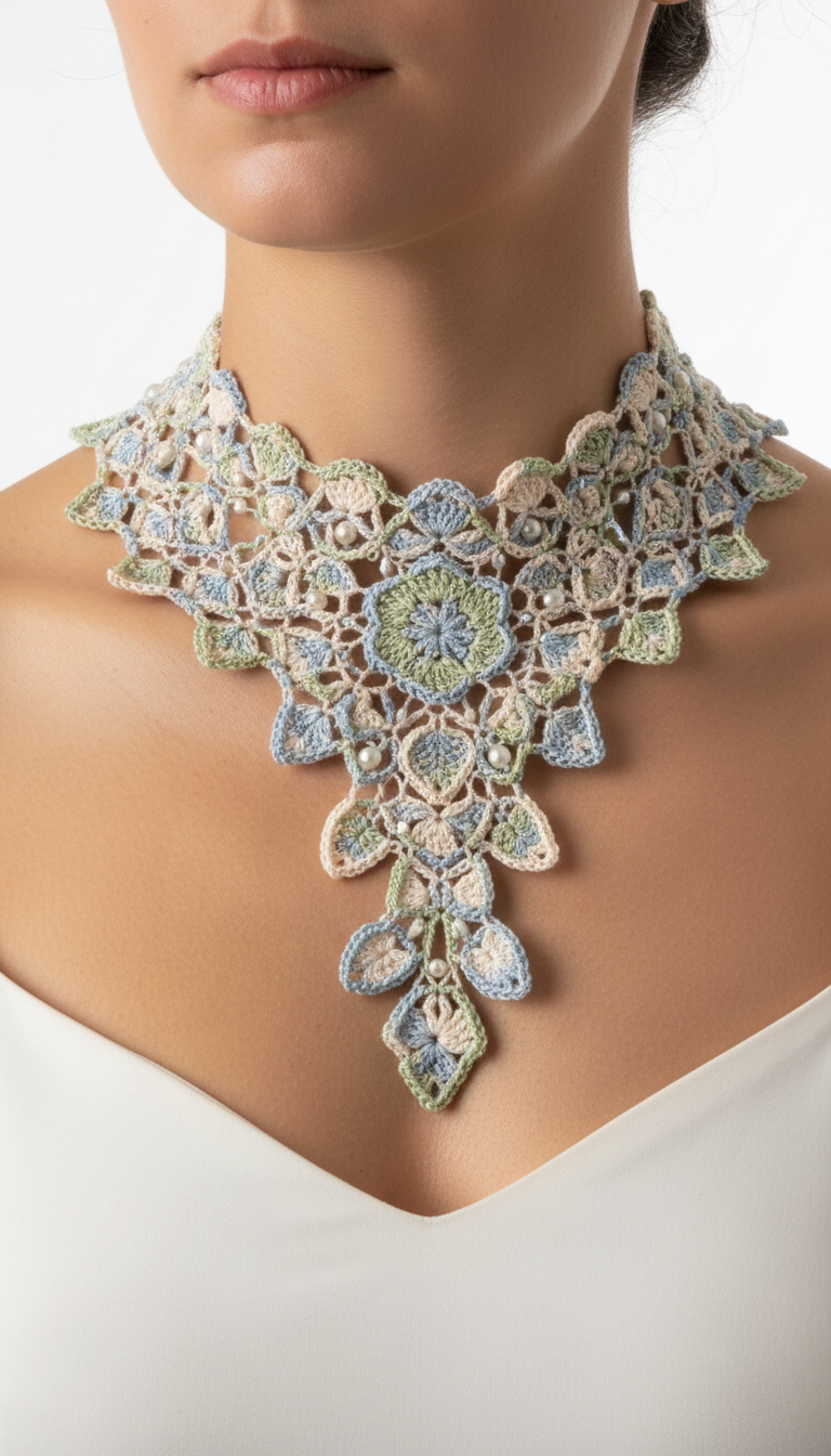 Elegance in Every Stitch: Craft Your Own Blossom Lace Crochet Choker Necklace