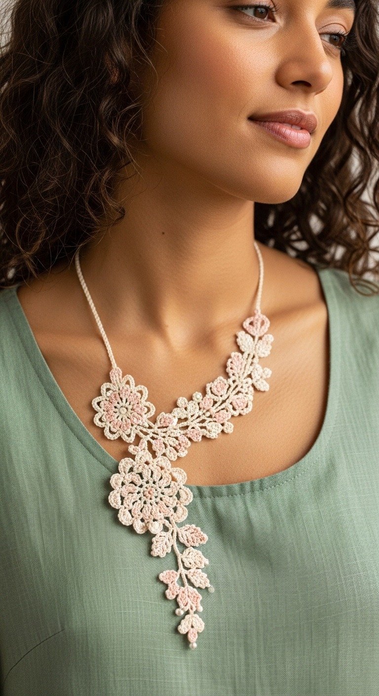Elegant Crochet Floral Necklace Pattern - Delicate Lace Jewelry