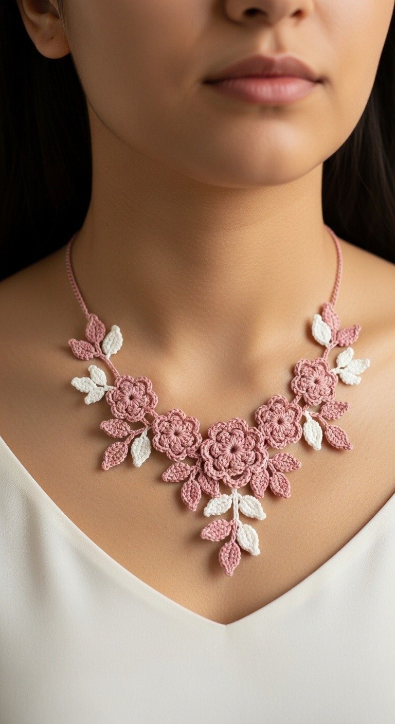 Elegant Crochet Floral Statement Necklace Pattern
