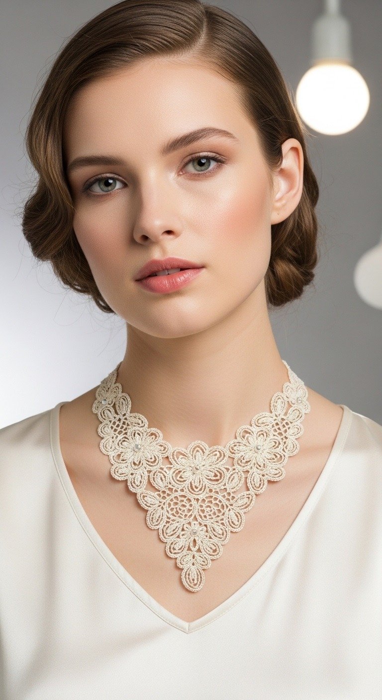 Elegant Crochet Lace Choker Necklace Pattern