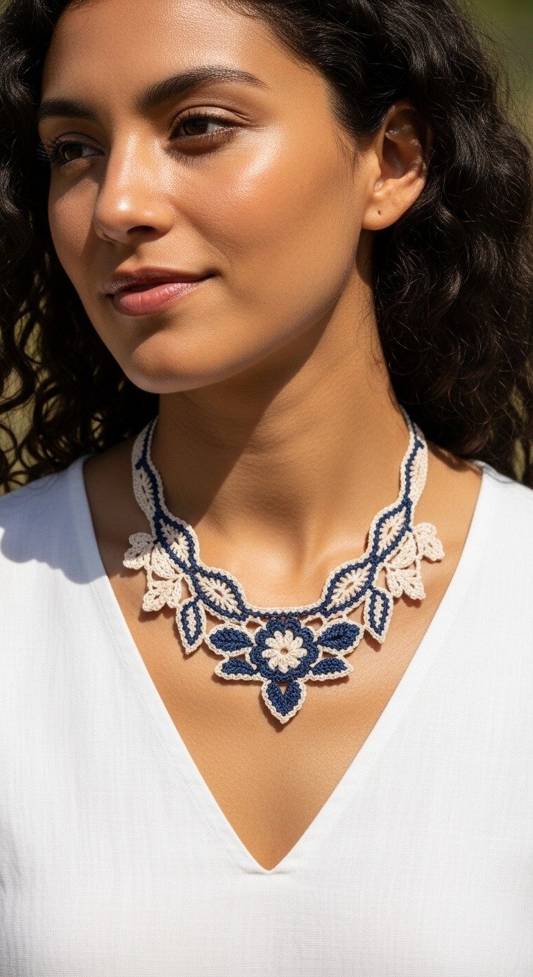 Elegant Floral Lace Crochet Necklace Pattern: Craft Your Own Statement Piece