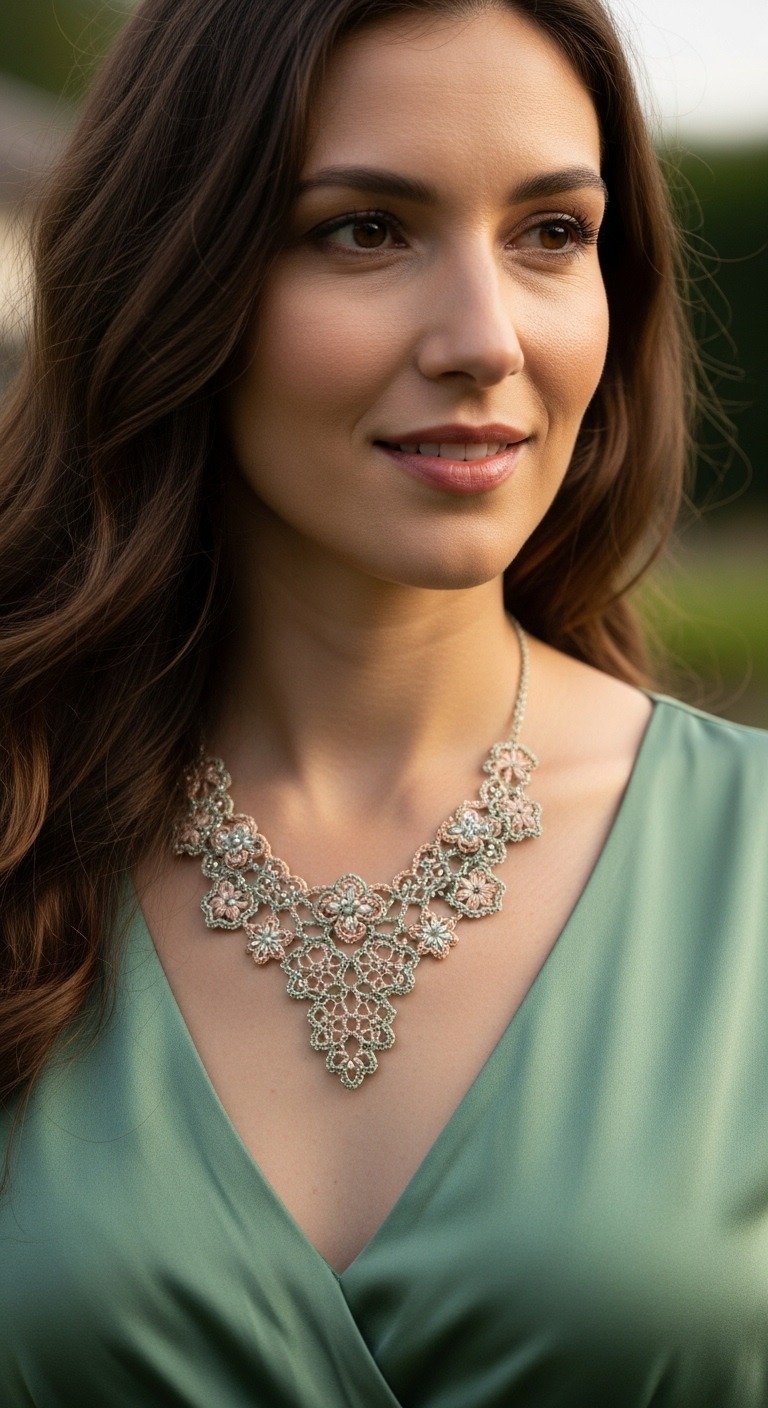 Enchanting Floral Lace Crochet Necklace Pattern: A Delicate Statement Piece