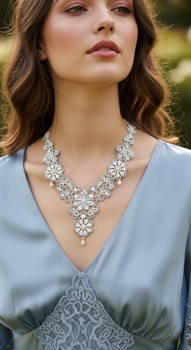 Tatting-Inspired Elegant Lace Crochet Necklace Pattern: Craft Your Own Heirloom Jewelry