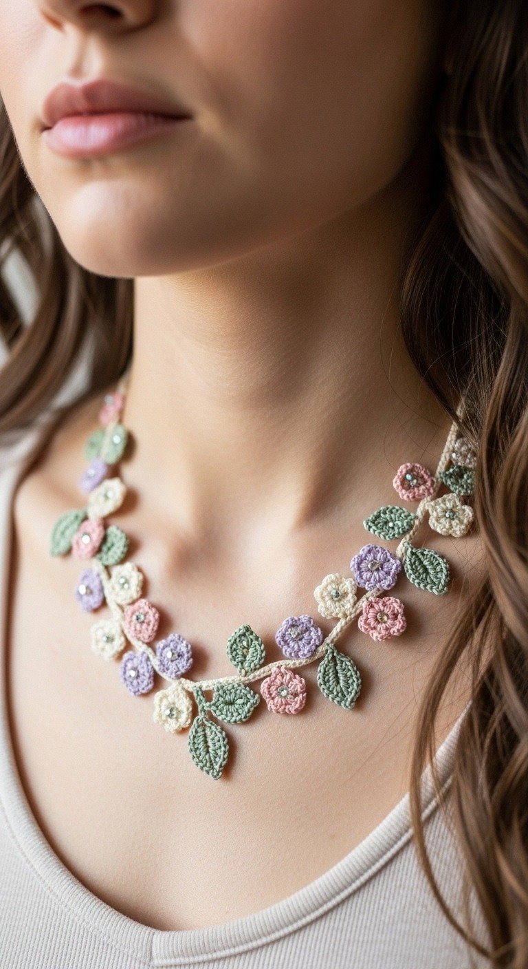 Delicate Crochet Floral Necklace Pattern - DIY Spring Jewelry