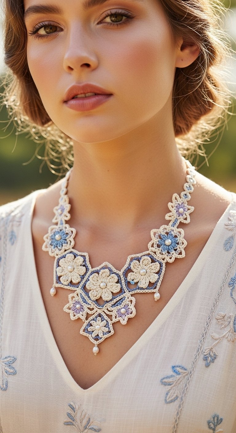 Elegant Blossom Crochet Necklace Pattern: Craft a Dainty Floral Accessory