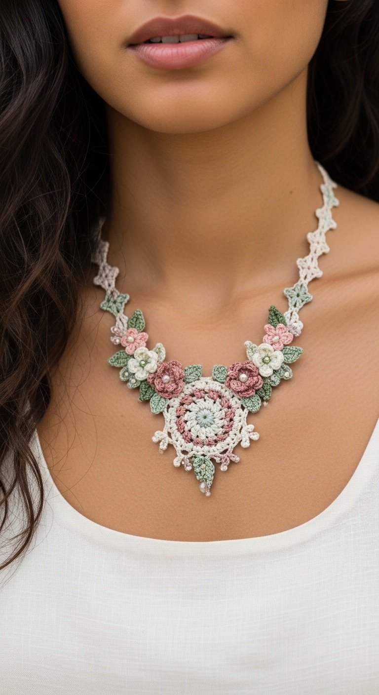 Elegant Crochet Floral Necklace Pattern: Craft Your Own Wearable Art