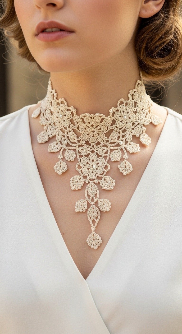 Elegant Crochet Lace Choker Necklace: A Timeless Accessory Pattern