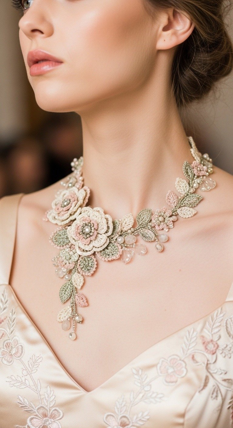 Elegant Floral Lace Crochet Necklace Pattern: A Delicate Statement Piece