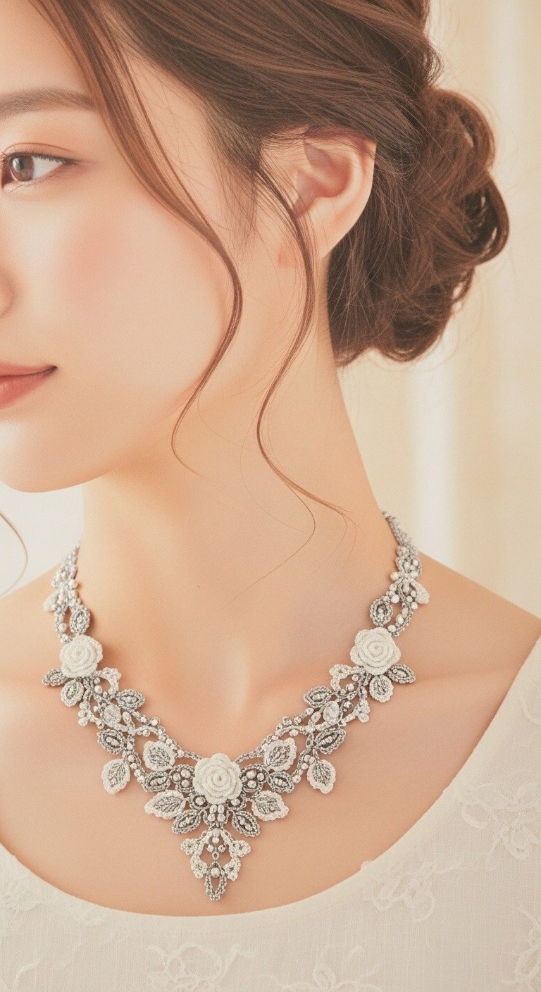 Exquisite Crochet Lace Floral Choker Necklace Pattern