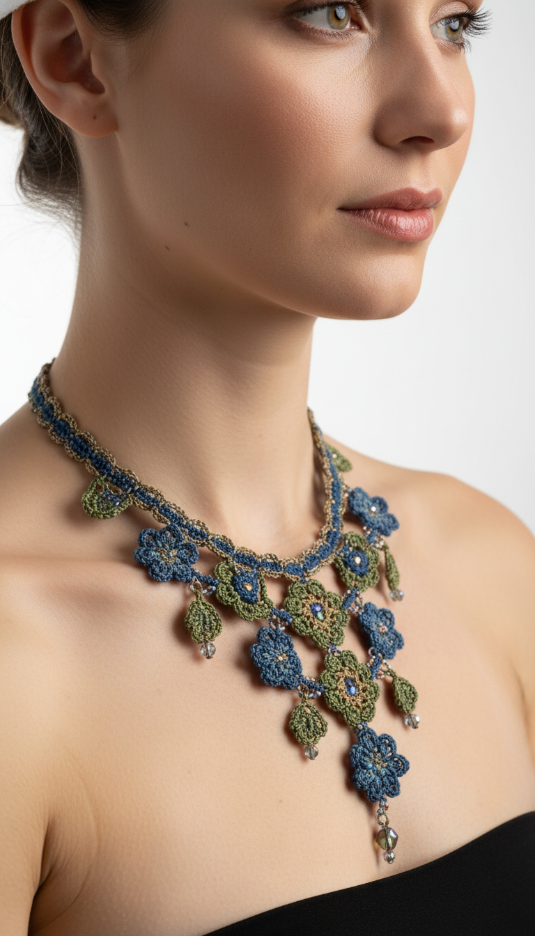 Handmade Elegance: Delicate Floral Crochet Statement Necklace Pattern