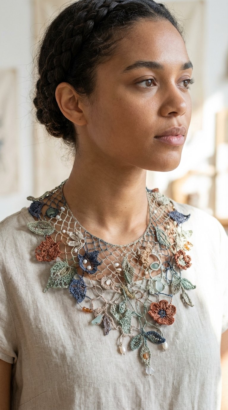 Nature's Embrace: Craft Your Own Elegant Irish Crochet Lace Collar