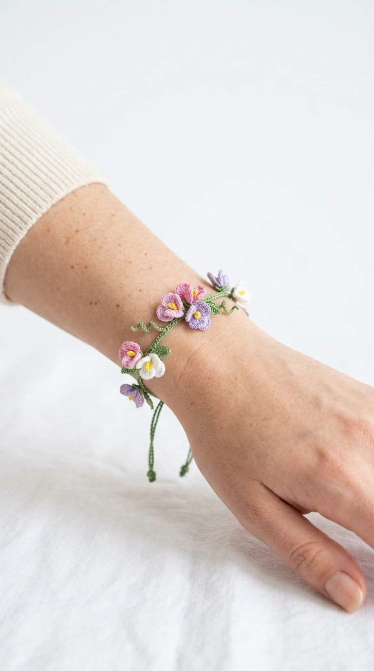 Delicate Blossom Crochet Bracelet: A Touch of Spring for Your Wrist