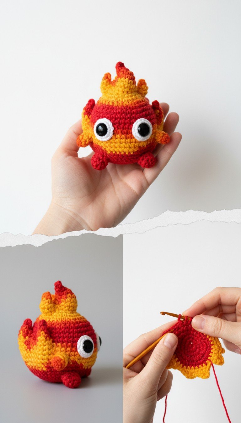 Flickering Fun: Crochet Your Own Adorable Fire Spirit Amigurumi!