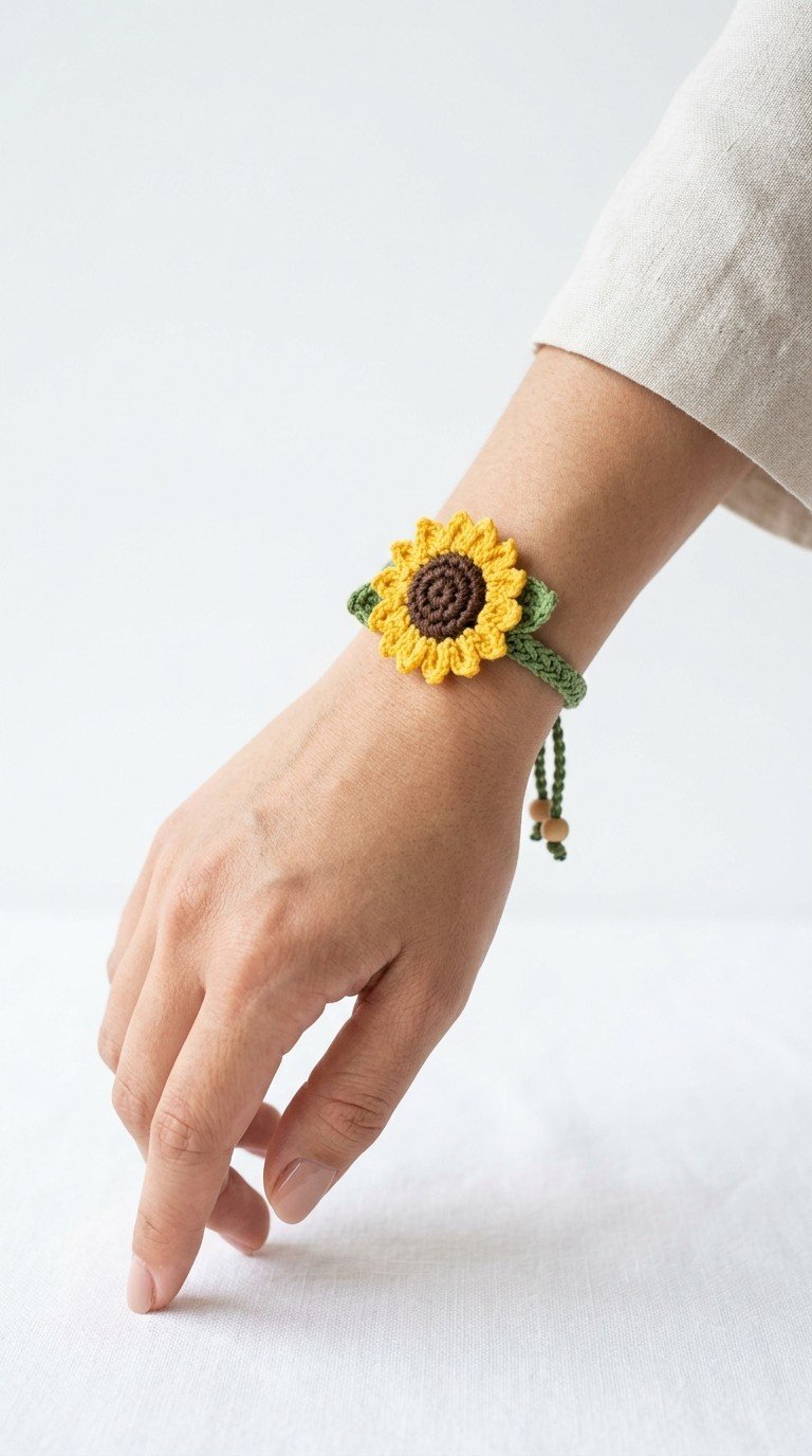 Crochet Sunflower Bracelet: A Blooming Summer Accessory