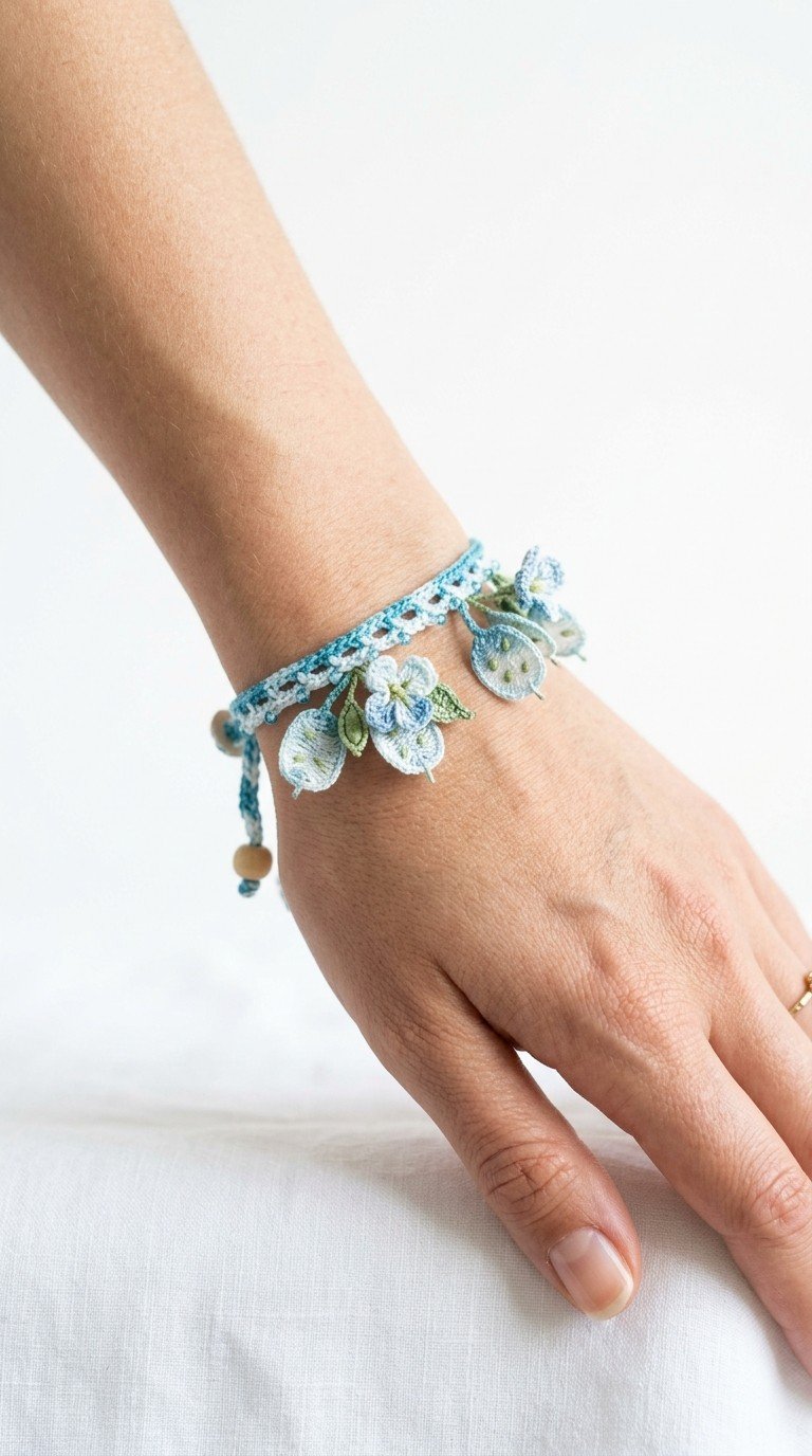 Delicate Forget-Me-Not Crochet Bracelet Pattern: A Touch of Floral Elegance
