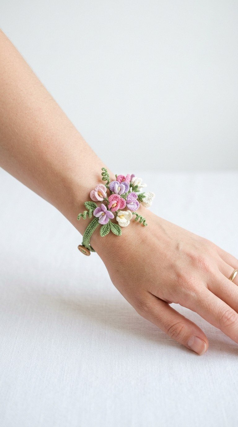 Sweet Pea Blossom Bracelet Crochet Pattern: Wearable Floral Elegance