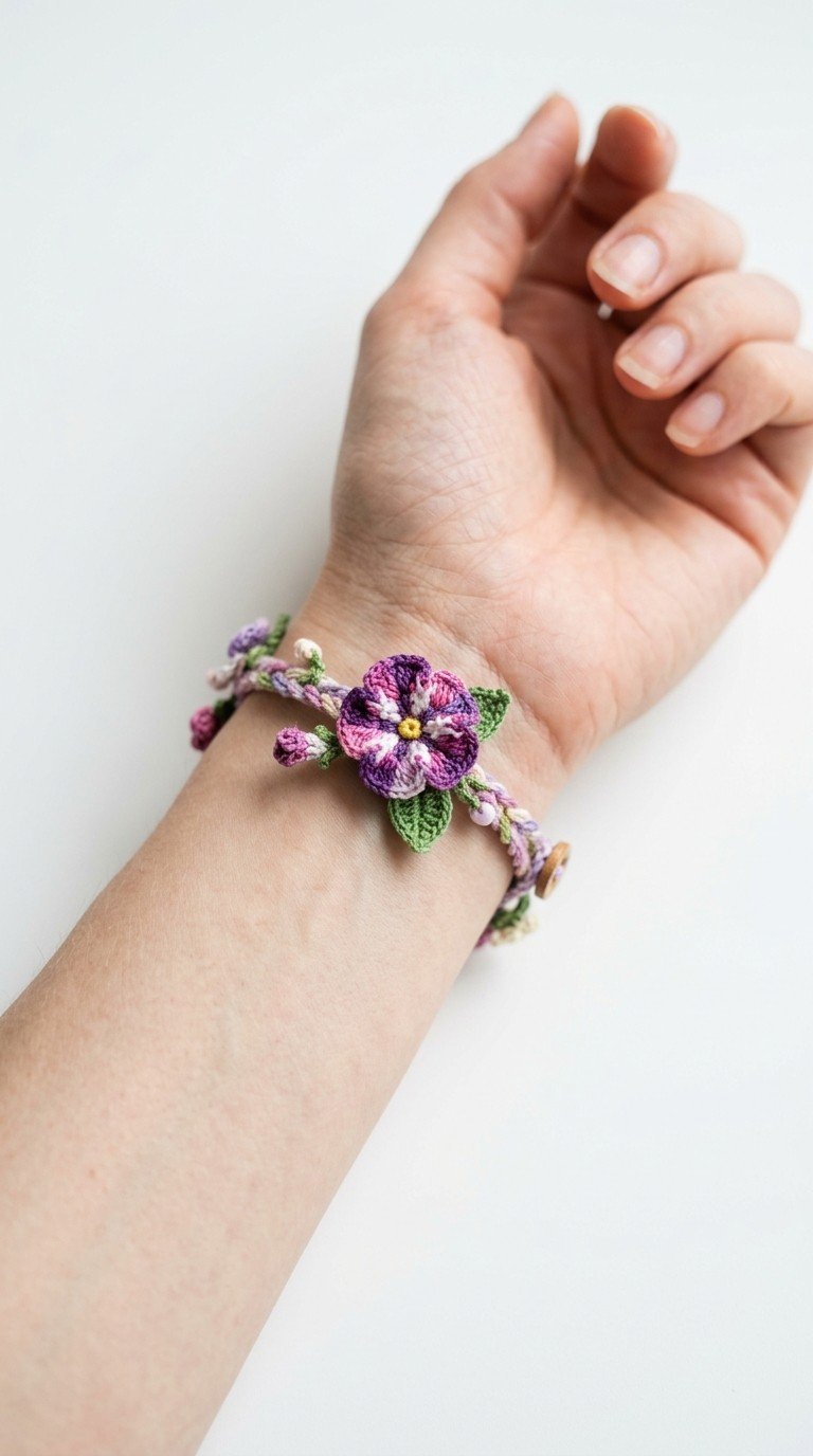 Blooming Beauty: Easy Crochet Flower Bracelet Pattern