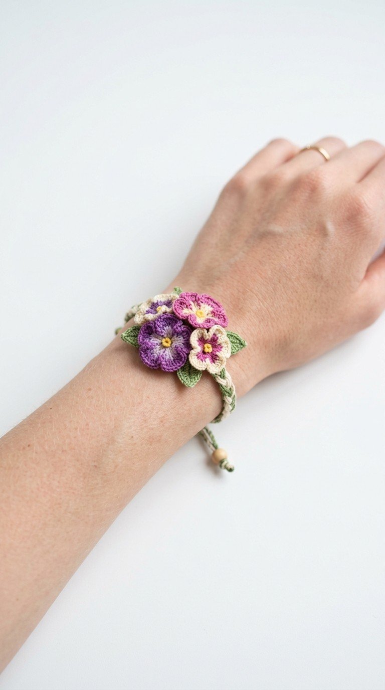 Blossom Bright: Your Own DIY Crochet Floral Bracelet Pattern