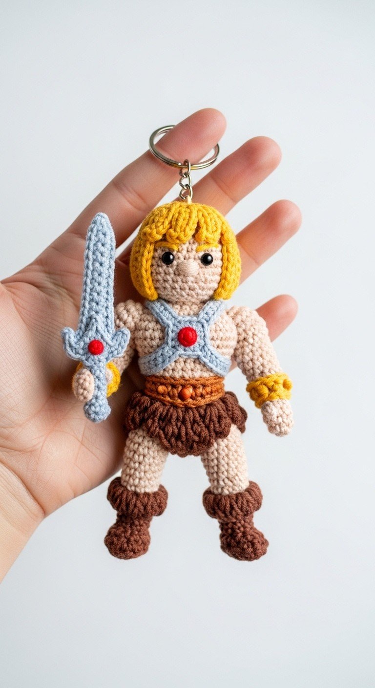 By the Power of Grayskull! Crochet Your Own He-Man Amigurumi Keychain
