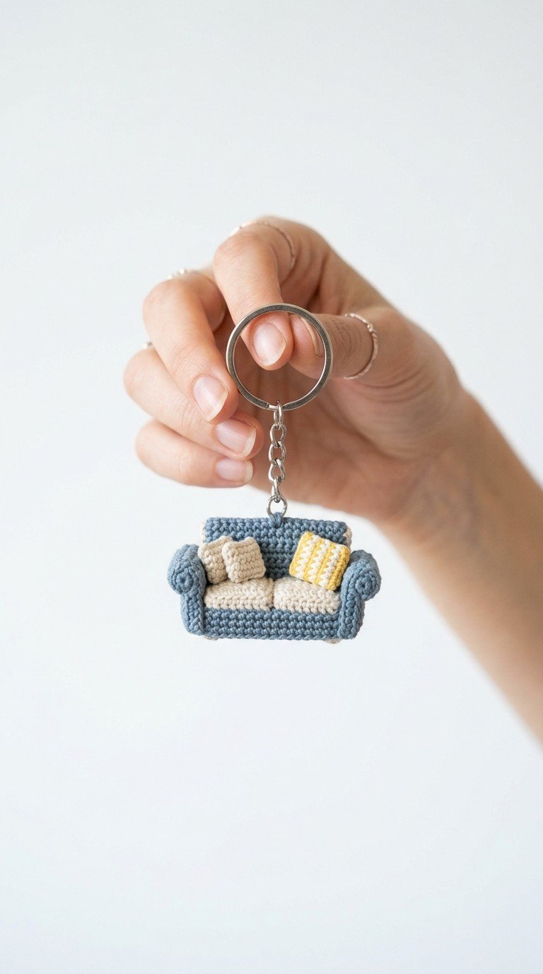 Crochet Comfy Mini Sofa Keychain Pattern: Your Cozy Companion!