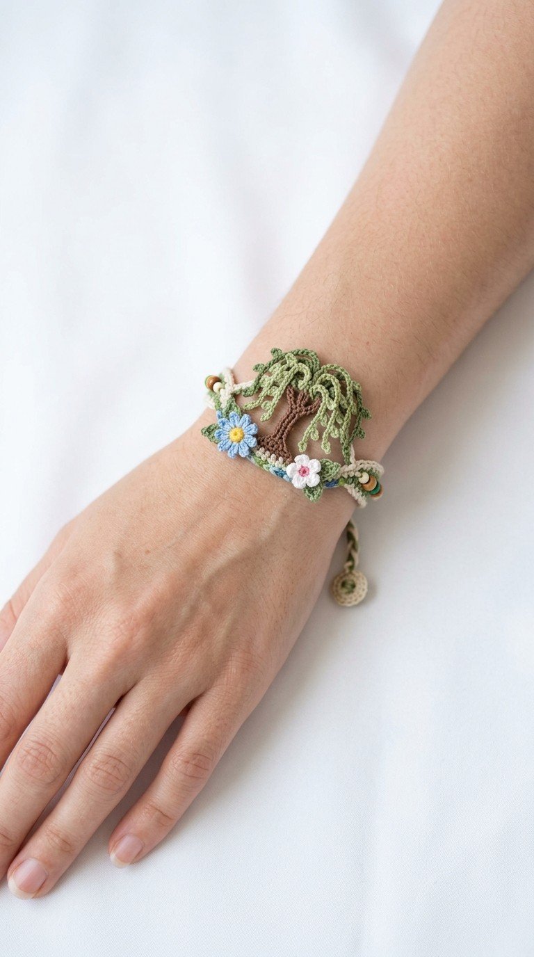 Crochet Weeping Willow Tree Bracelet Pattern: Nature's Charm on Your Wrist