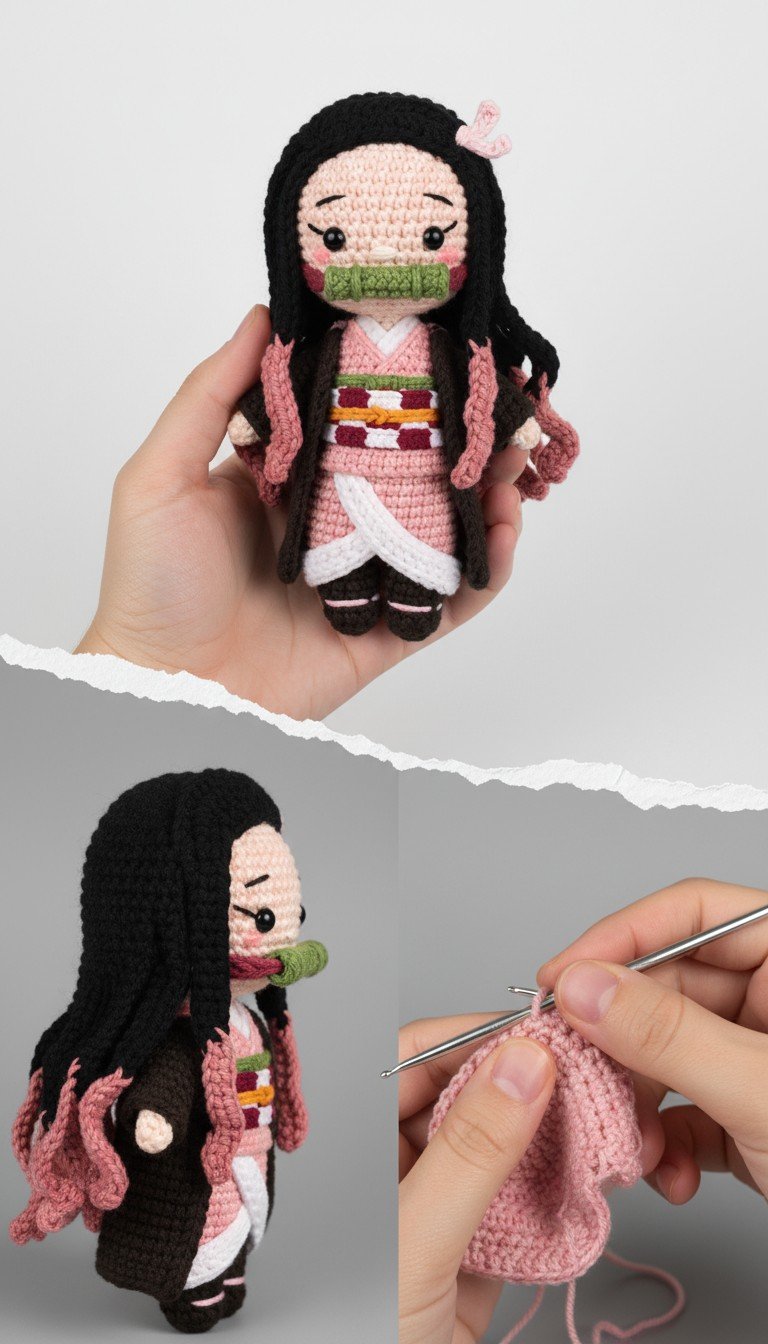 Crochet Your Own Adorable Nezuko Kamado Amigurumi: Free Pattern for Demon Slayer Fans!