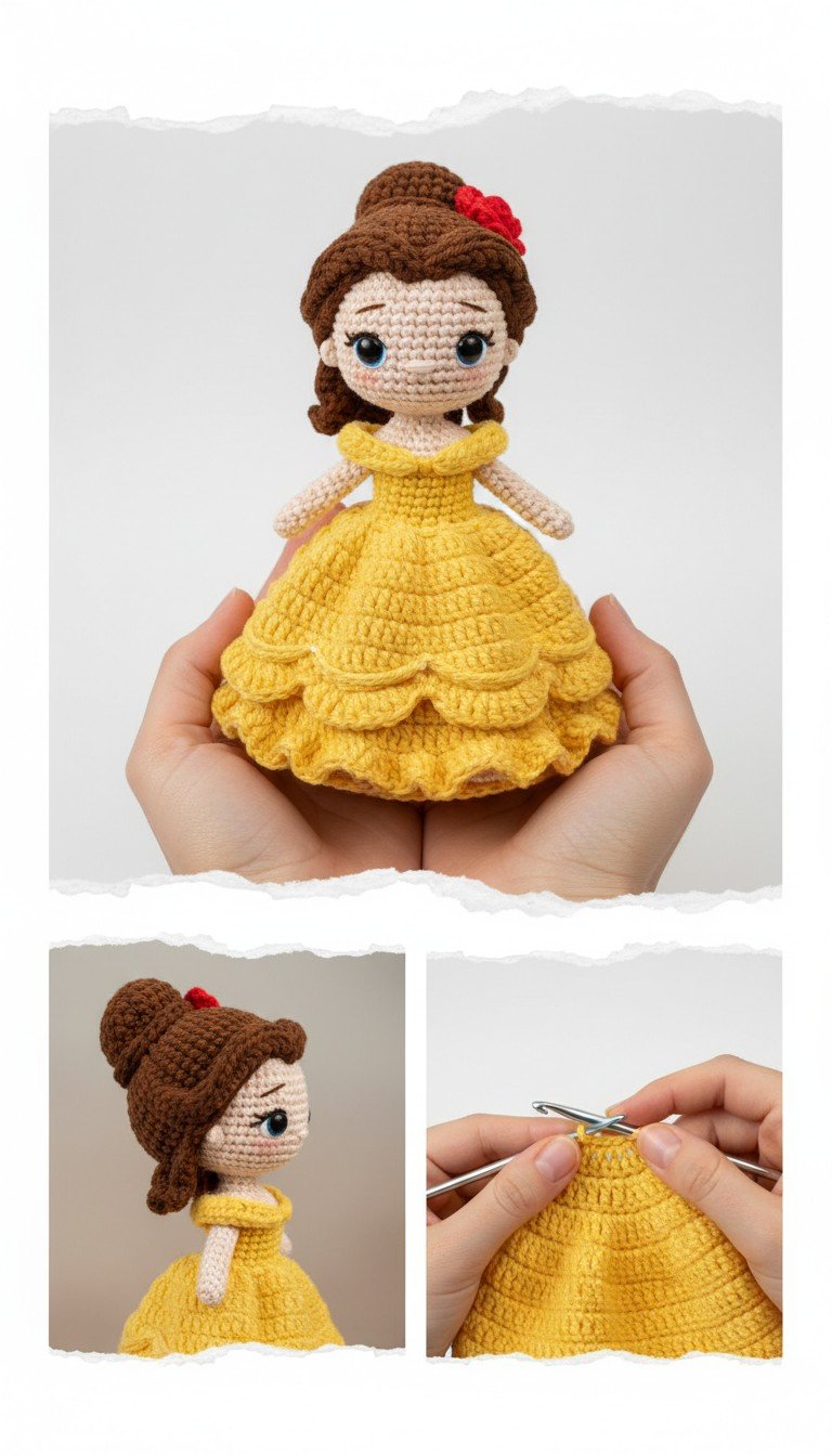 Enchanting Princess Belle Amigurumi Doll: Free Crochet Pattern