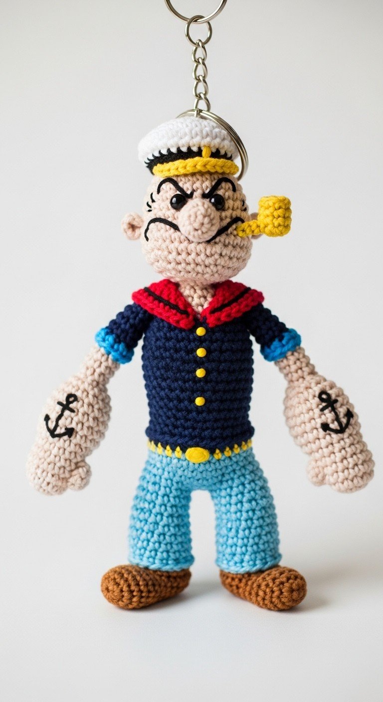Sail Away with Style: Crochet Your Own Popeye Amigurumi Keychain!