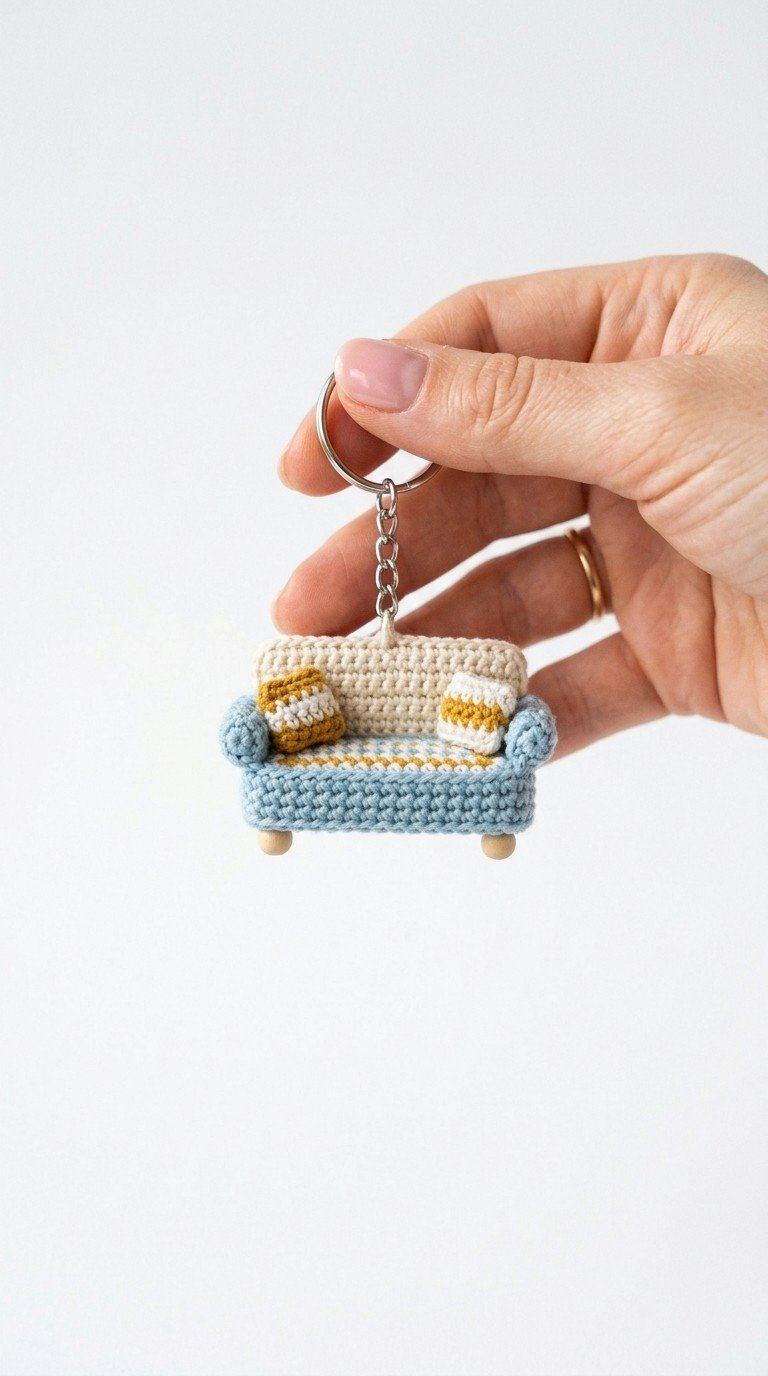 Cozy Mini Crochet Sofa Keychain Pattern: Your Portable Comfort Companion!