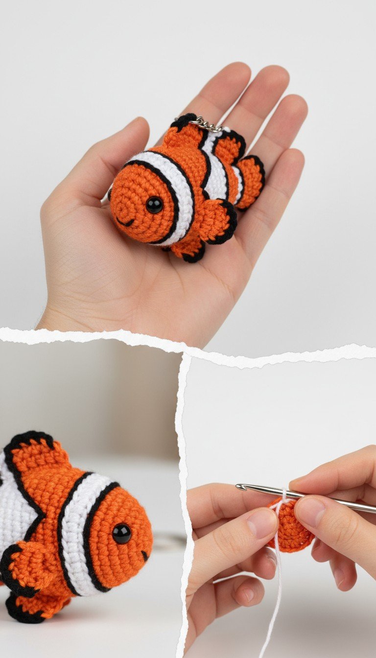 Dive into Cute: Amigurumi Clownfish Keychain Free Crochet Pattern