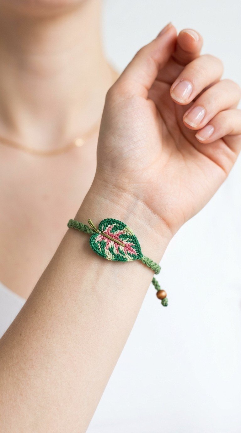 Botanical Beauty: Delicate Crocheted Leaf Bracelet Pattern