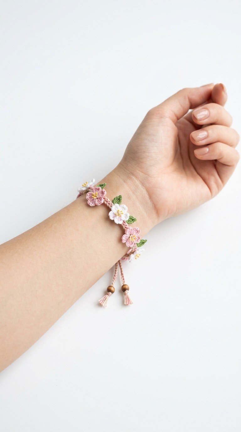 Delicate Cherry Blossom Crochet Bracelet Pattern: A Touch of Spring