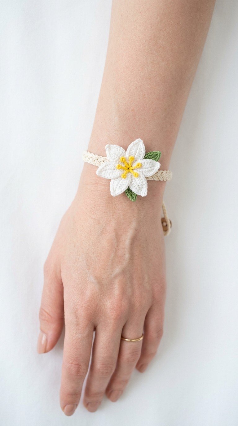 Delicate Crocheted Flower Bracelet: A Charming Accessory Pattern