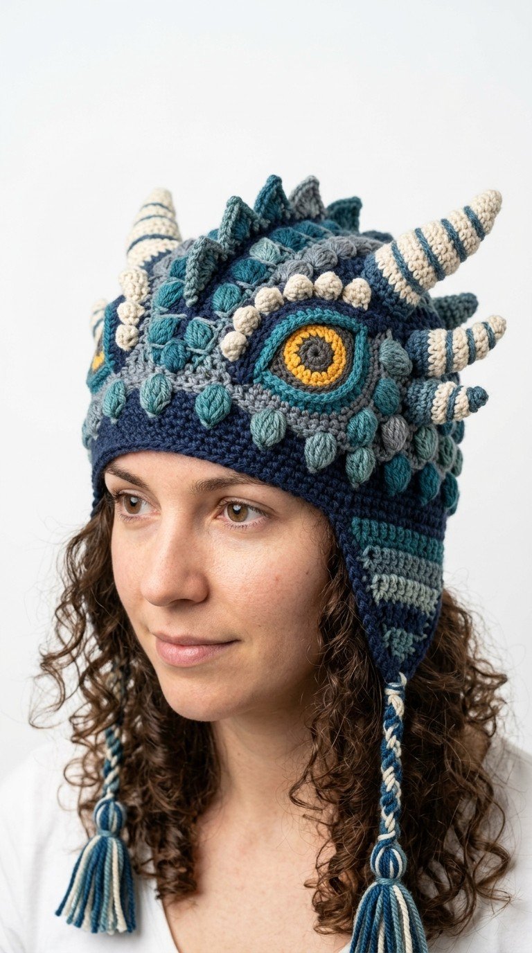 Unleash Your Inner Myth: Craft a Majestic Crochet Dragon Hat with Earflaps