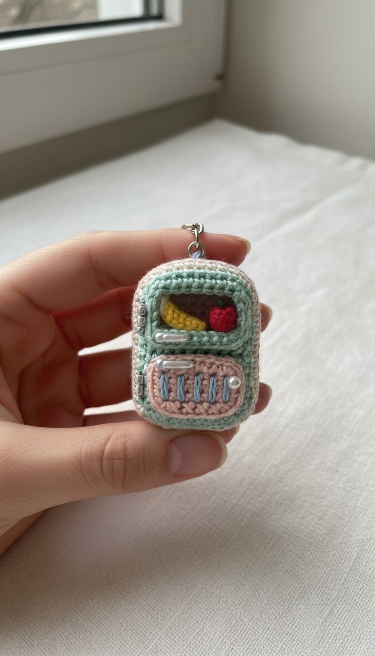 Adorable Mini Fridge Amigurumi Keychain: Your Portable Snack Buddy
