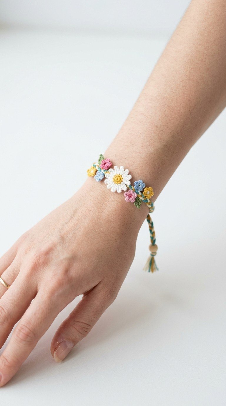 Charming DIY Crocheted Daisy Chain Bracelet Pattern for Spring