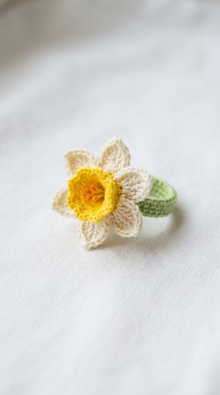Crochet Daffodil Napkin Ring Pattern: Welcome Spring to Your Table!