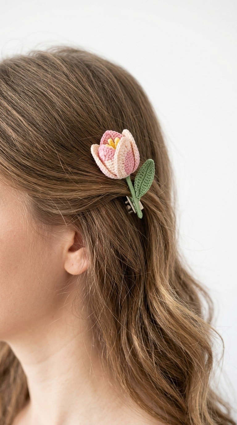 Crochet Tulip Hair Clip Pattern | Adorable Spring Floral Accessory