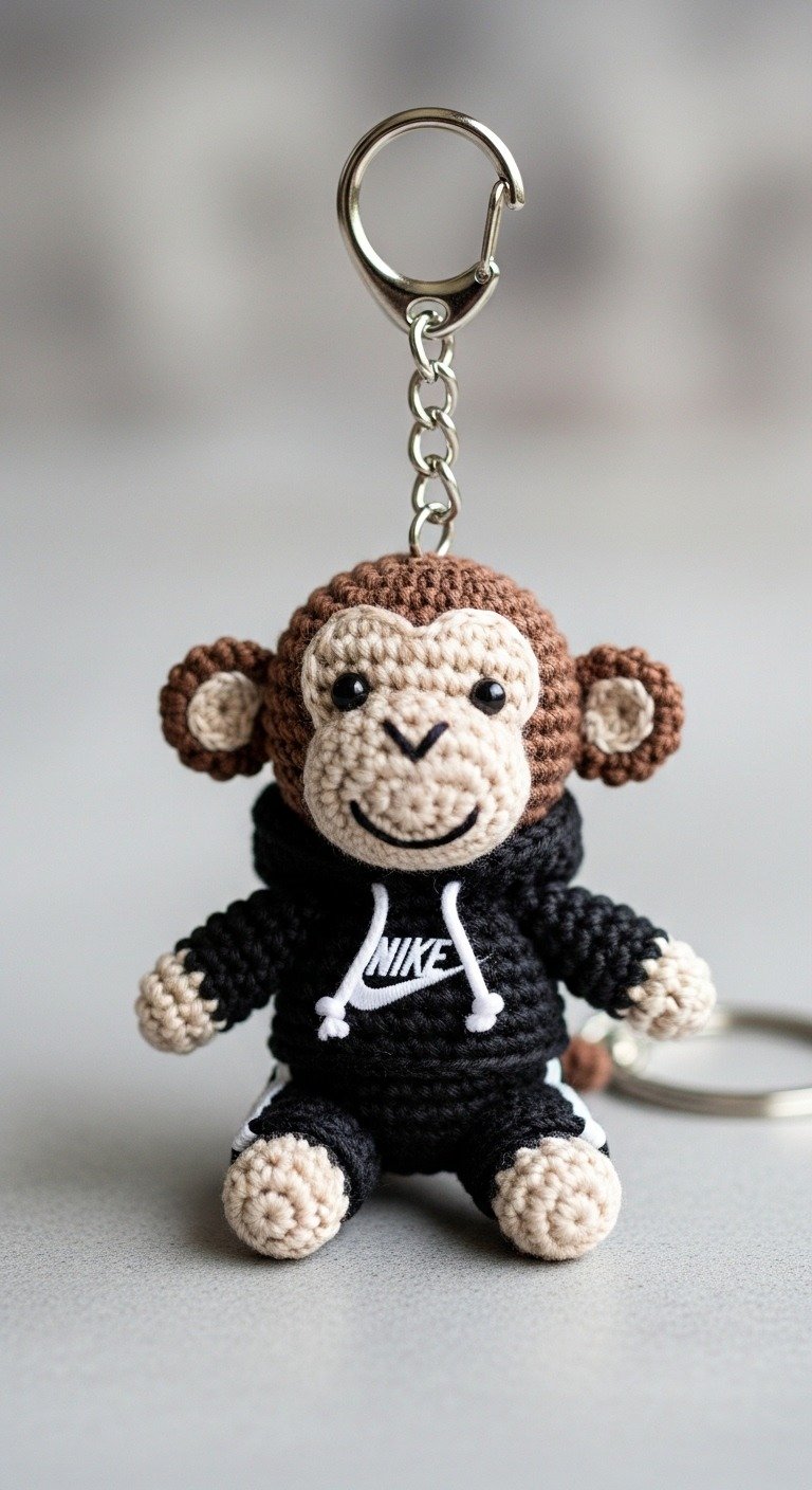 Crochet Your Own Cool Monkey Keychain: Free Amigurumi Pattern with Hoodie!