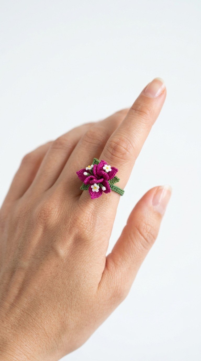Elegant Micro Crochet Flower Ring Pattern: Wear Your Bloom