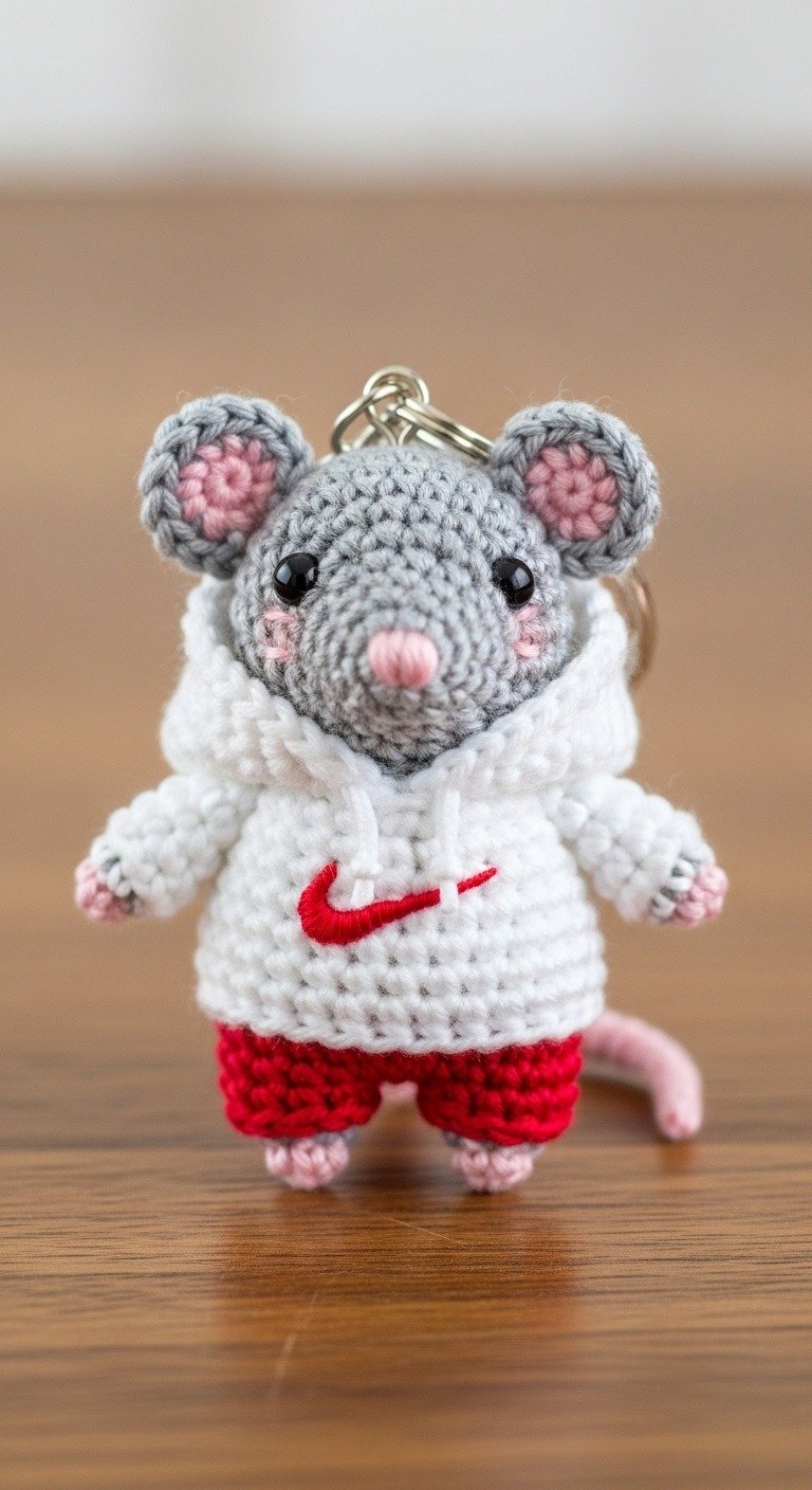 Sporty Amigurumi Mouse Keychain: Run into Crochet Fun!